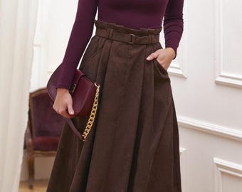 High Waisted Micro Corduroy Skirt for Women - Soft Velvet Autumn Winter Skirt