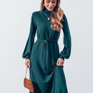 Long Sleeve Wool Maxi Dress - Elegant Look - Chic and Comfortable long dress for women