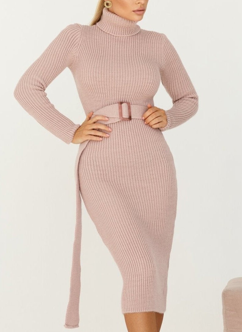 Warm maxi dress for women Winter Knit wool dress long sleeve Etsy