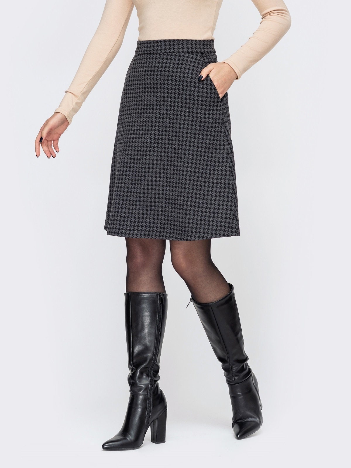 Checkered Dark Skirt for Womens Spring Autumn Wool Classic - Etsy UK
