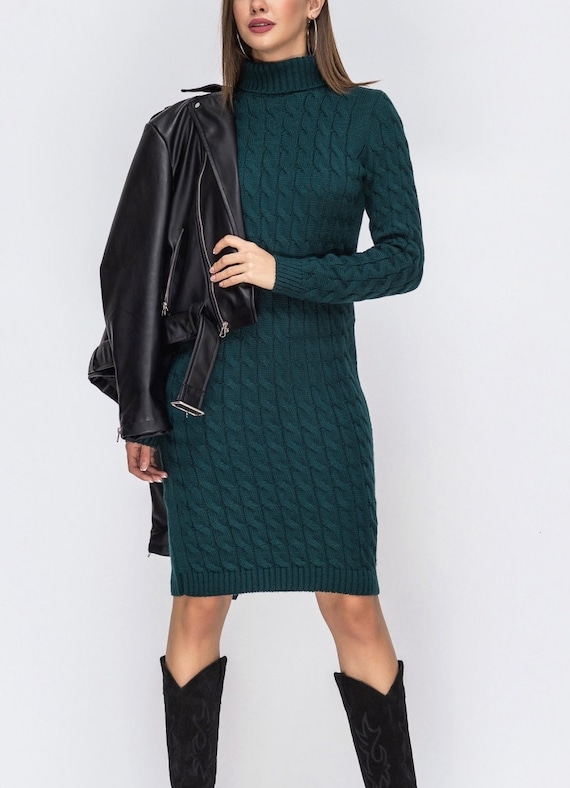 emerald green sweater dress
