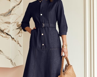 Modest Jean Dress for Women - Casual Chic Work Dress