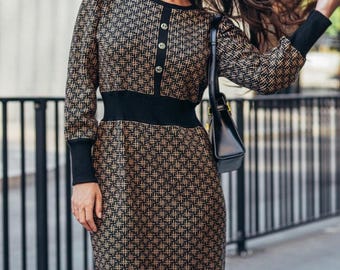 Elegant Long Sleeve Knitted Jersey Dress for Autumn Wear