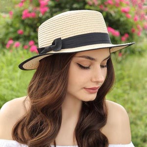 Schicker Strohhut für Frauen - Handgemachter Sommer Sonnenschutz - Geschenk für Tochter - Brautjungfer Geschenk