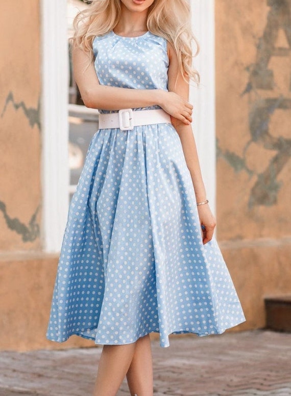 sky blue cotton dress