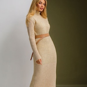 Elegant Wool Winter Knitted Dress Sweater - Chic and Comfortable Warm maxi dress for women - Gift for women - Wife gift