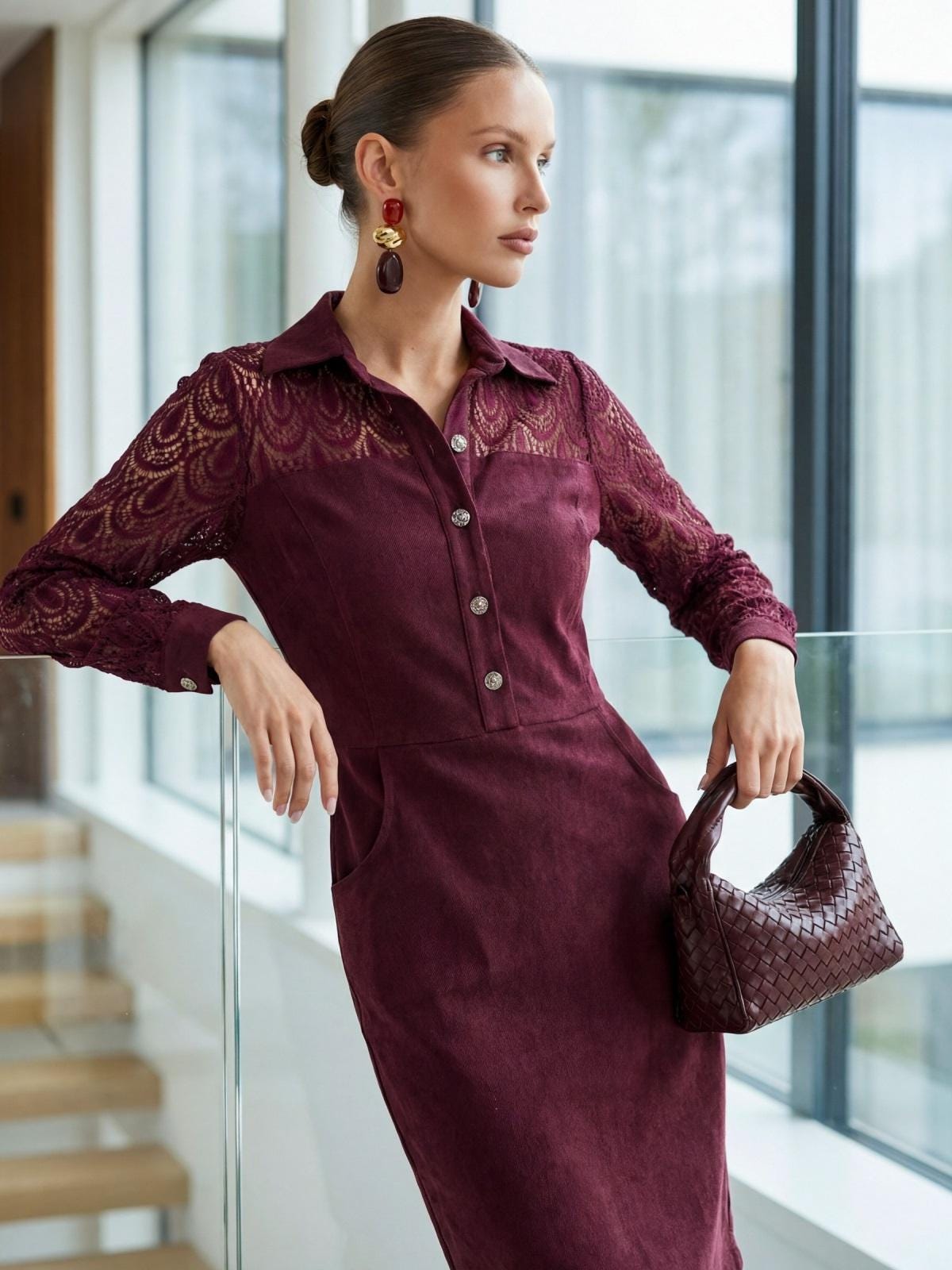 sue sartor long-sleeve flounce midi dress SUE SARTOR Flounce