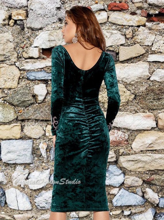 womens green holiday dress