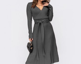 Elegant Wool Dress - Chic and Comfortable Warm maxi dress for women - Womens dresses long sleeve - Fall clothing