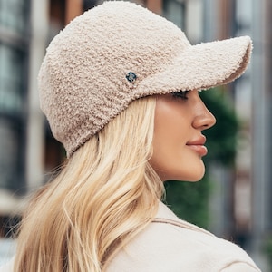 Gebreide baseballpet voor dames - warme katoenen baseballmuts - damesmuts - herfstkleding - hoeden dames - cadeau voor haar