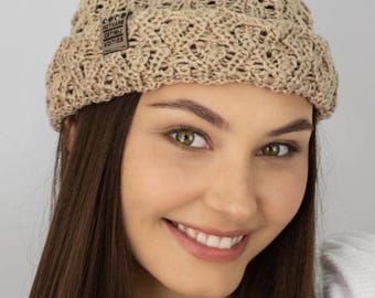 Summer Crochet Beanie - Breathable Cotton Blend Hat