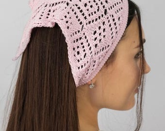 Crochet Bandana Kerchief - Boho Openwork Head Scarf