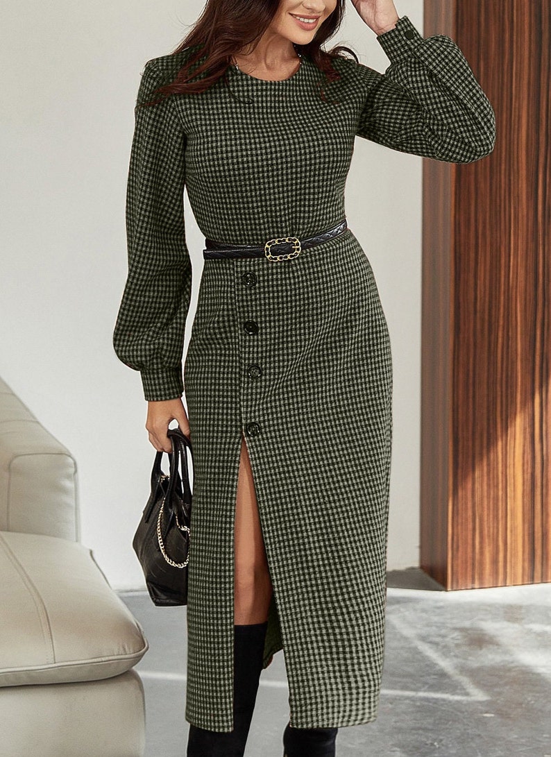 Warm Dress for Women Fall Winter Wool Dress Long Sleeve Casual Etsy
