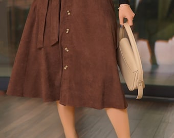 Stylish Corduroy Skirt for Your Everyday Casual Wear - Brown a-line maxi skirt for women - Secretary classic beige skirt