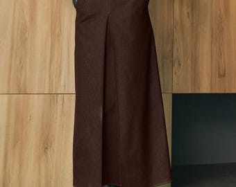 Chocolate Brown Faux Suede Maxi Skirt High Waisted