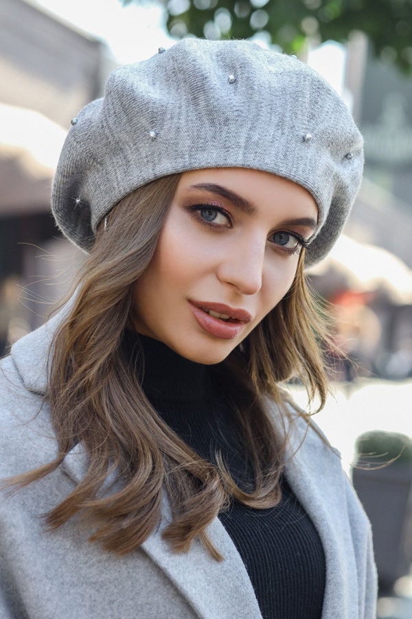 French Winter Beret for Women – Elegant Wool Blend Hat - Etsy display picture 2