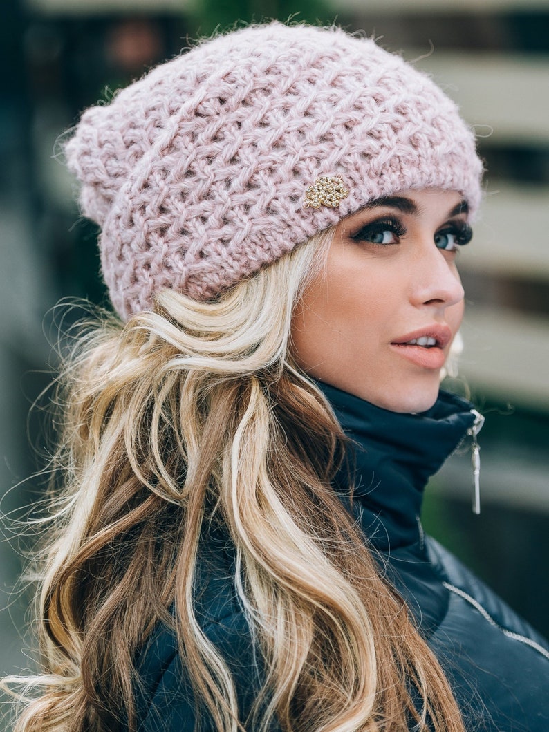 Knitted Lady's hat gray Winter hats women Wool Knit Autumn Etsy