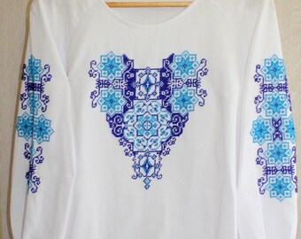 Elegant Handmade Beaded Embroidery Top for Women – Unique Design - Handmade Ukrainian ethnic blouse