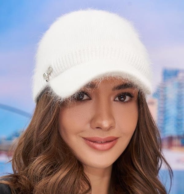 Fur Winter Baseball Cap for Women Wool Angora Warm Hat Knitted Etsy