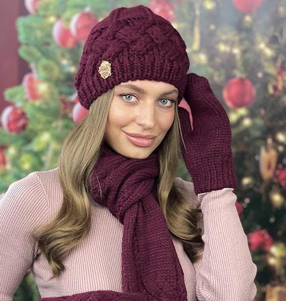 Ensemble Chapeau Et écharpe Femme Fait Main En Laine Mérinos Et Alpaga Gris - Cadeau De Noël