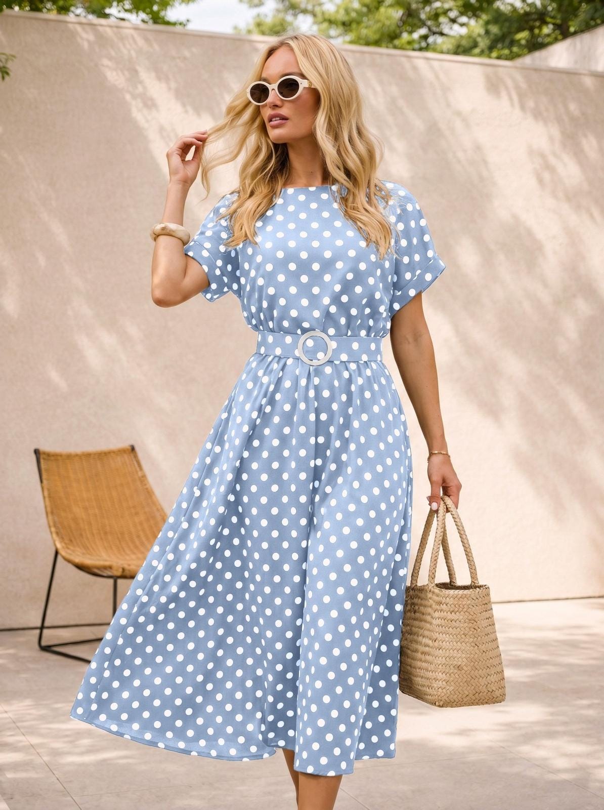 polka dot dress light blue New-season mini dress with Material has no amount RD-01.29.26 Material:Rayon