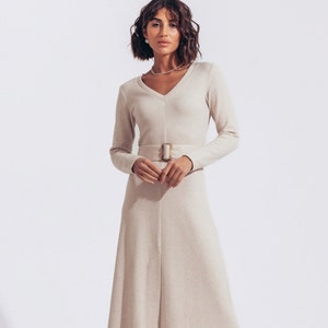 Elegant Wool Winter Knitted Dress - Warm maxi dress for women - Winter long wool dress long sleeve - Fall clothing