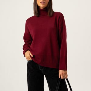 Stylish Wine Sweater for Women - Warm sweater long sleeve - Fall Winter knitted sweater - Gifts for her