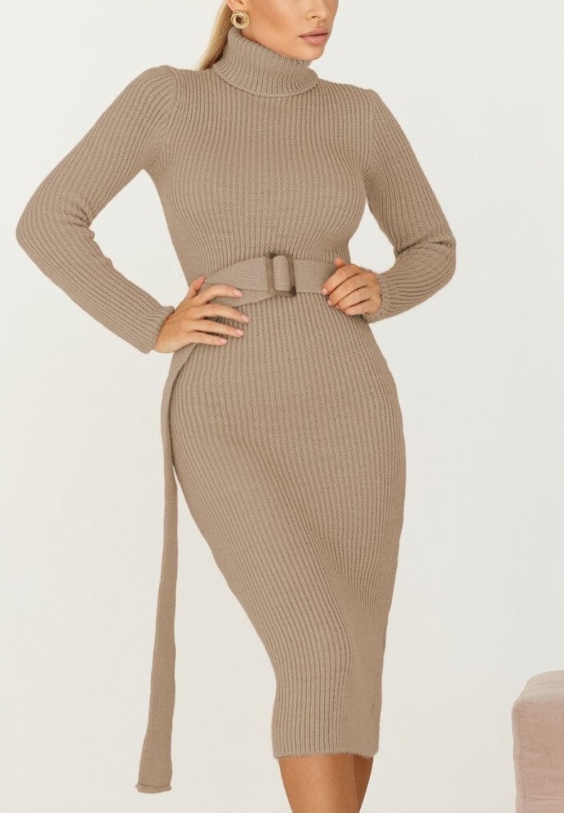 Warm maxi dress for women Winter Knit wool dress long sleeve Etsy