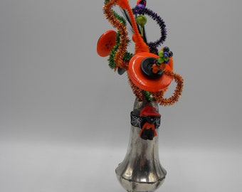 Halloween Decor. Vintage salt shaker. Vintage Buttons. Upcycled Shaker. Quirky. One-of-a-Kind. Unique. Halloween. Tabletop Decor.