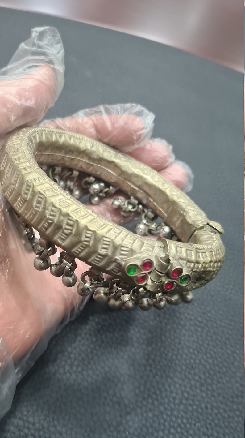 Hinged Anklet Big Gypsy Bellydance Jewelry Kochi Jewellery Vintage Kuchi Anklet with Bells Tribal Nomad Jewelry Bedouin Anklet
