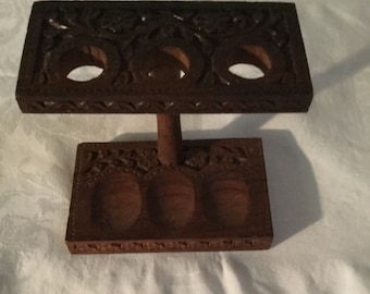 Soporte de madera grabado para 3 pipas de tabaco, nuevo o antiguo