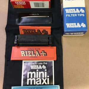 Vtg Mini Maxi Rizla Limited Set Case  2 Rolling Machine, Filters, 4 Rizla Limted Unused