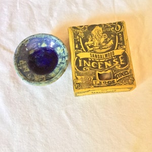 Vintage ceramic and stone incense burner blue free incense sandalwood cones