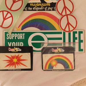 Stickers Lot of 8 Ecology/ Sun Glow/ Peace 1970’s vintage unused 1970’s