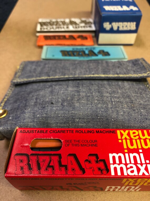 Vtg Mini-maxi Rizla Limited 2 Rolling Machine 4 Papers, Case, Filters Denim  Case 1970's