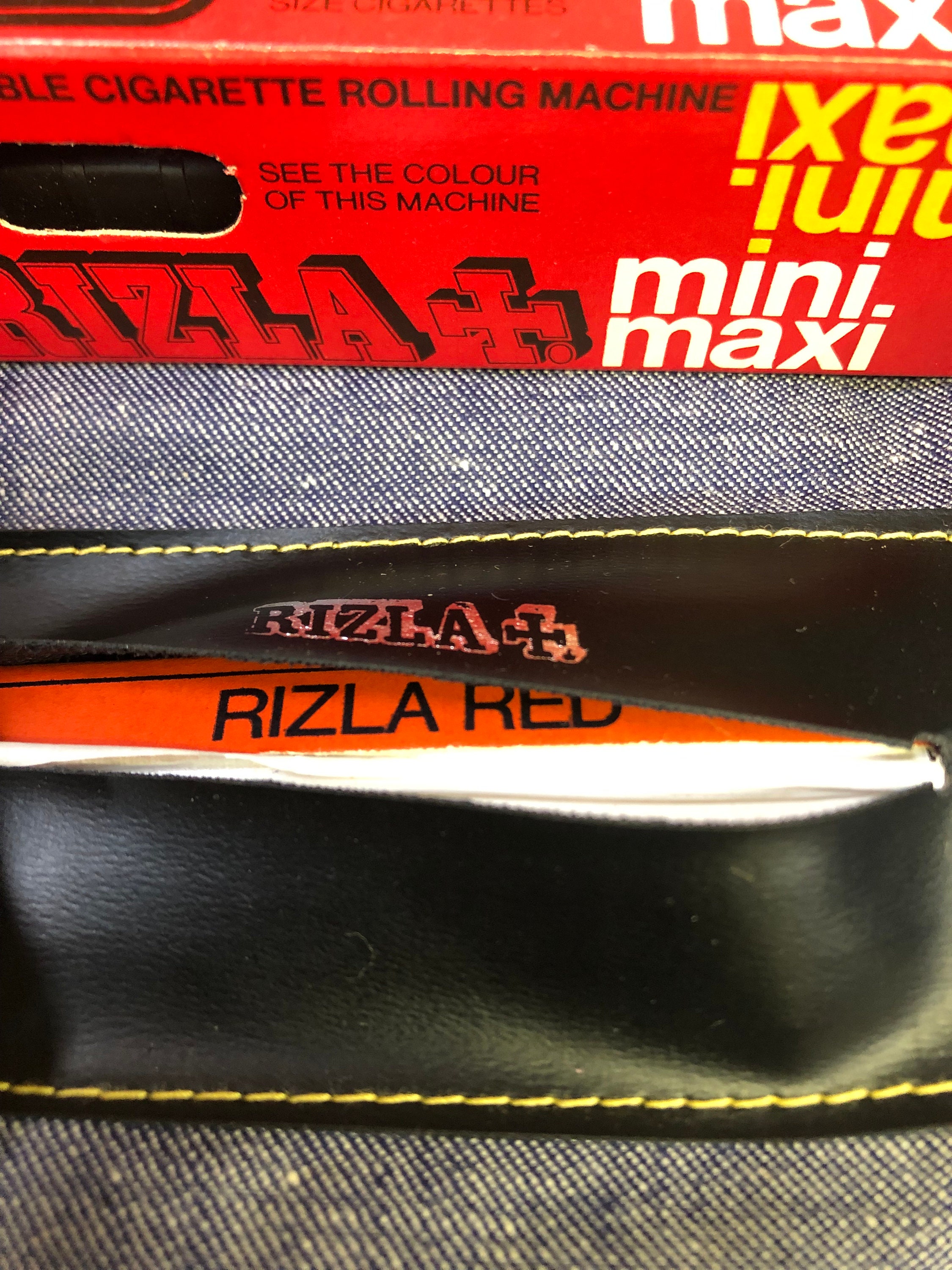 Vtg Mini-maxi Rizla Limited 2 Rolling Machine 4 Papers, Case, Filters Denim  Case 1970's