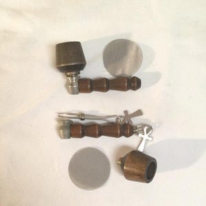 Org Vintage Unused Lot 2 Rare Wood Bowl with Dark Wood Pipe and 2 roach Clip – 3 Inch- Free screen