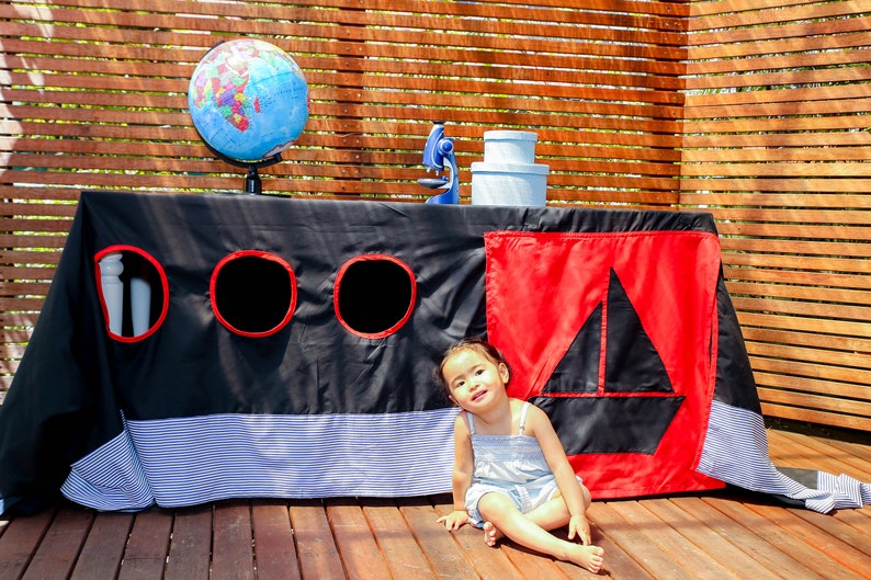 kids birthday table decor outdoor indoor playhouse kids room Boat Tablecloth Playhouse pirate ship,party tablecloth playhouse