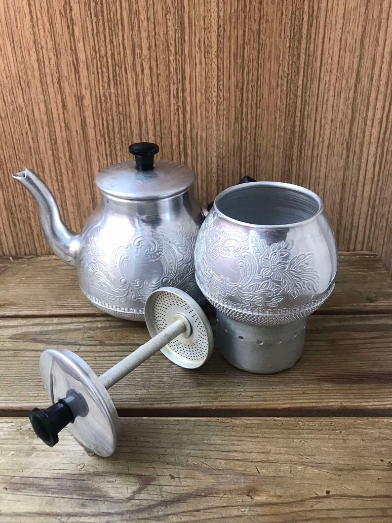 Vintage small metal teapot Soviet little nickel plated Etsy