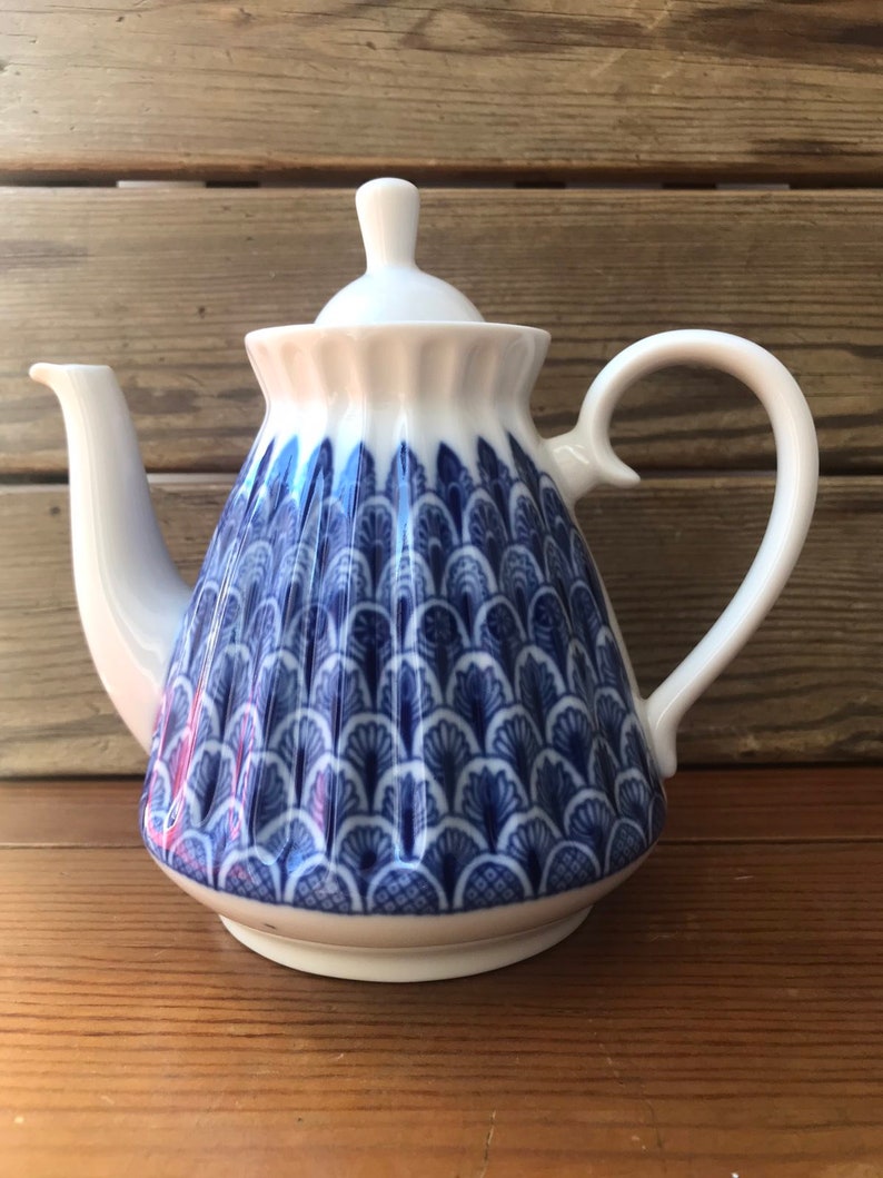 Blue Imperial porcelain teapot Russian porcelain Hand-painted Soviet porcelain Vintage porcelain cobalt ornament teapot Lomonosov