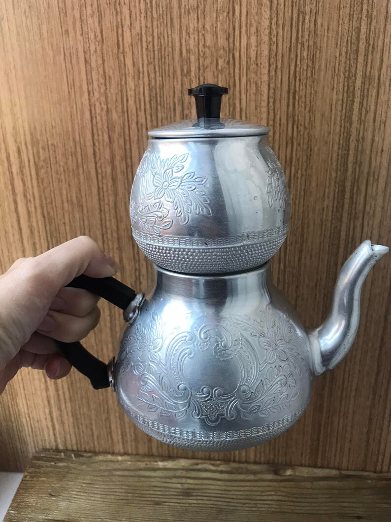 Vintage small metal teapot Soviet little nickel plated Etsy
