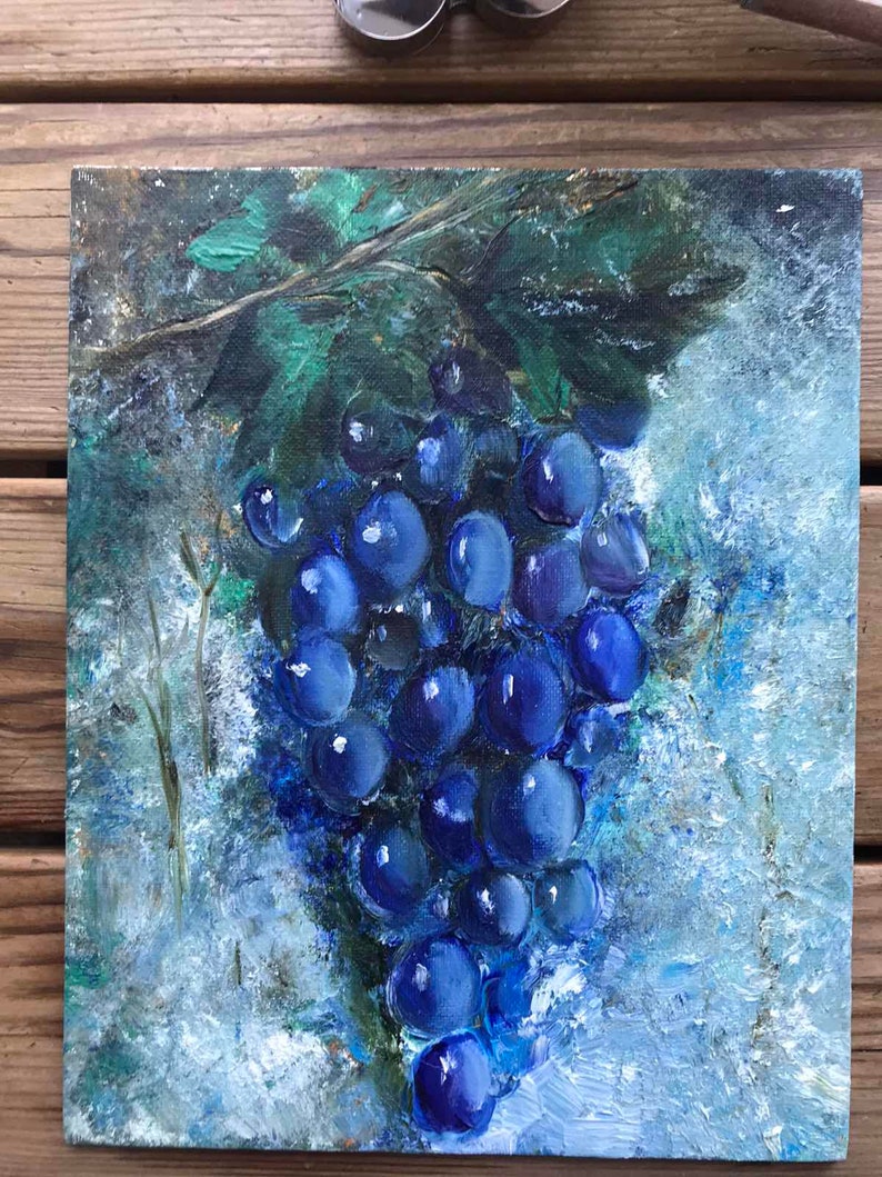 Grapes oil painting canvas panel Still life fruit oil art Etsy