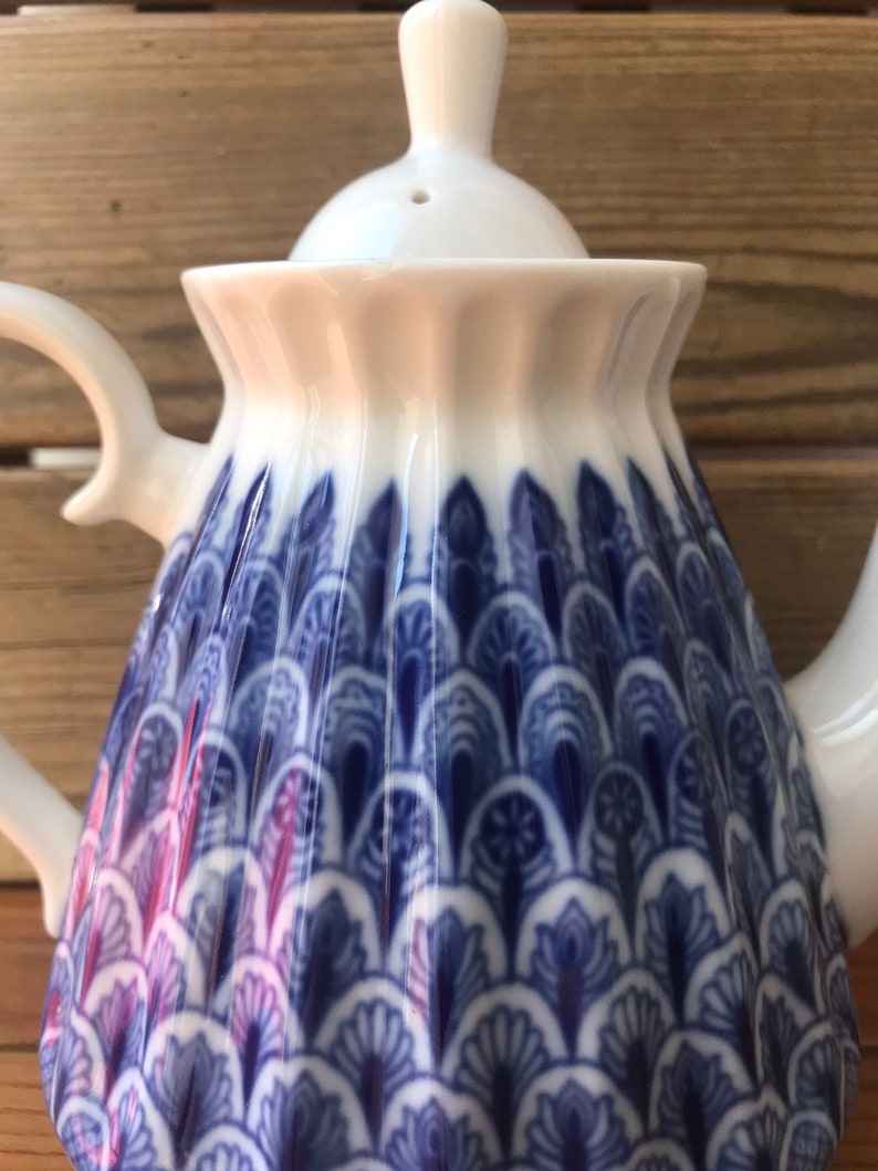 Blue Imperial porcelain teapot Russian porcelain Hand-painted Soviet porcelain Vintage porcelain cobalt ornament teapot Lomonosov