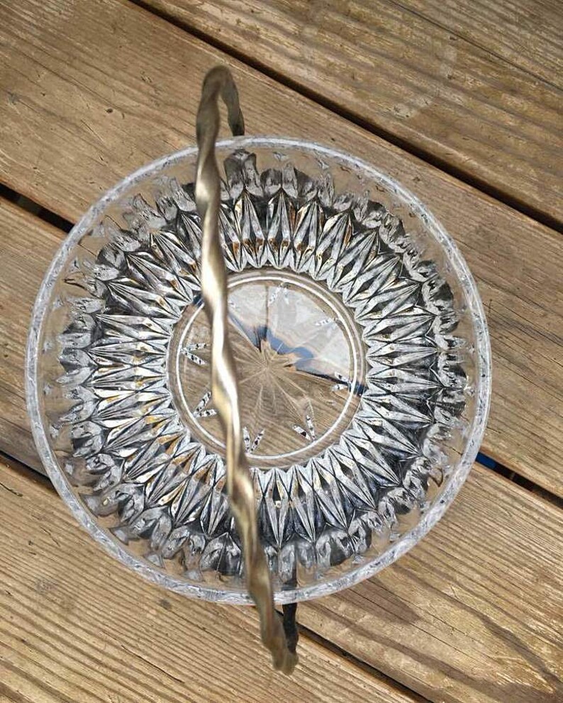 Crystal Basket Bowl Vintage USSR Vintage Soviet vase candy glass Metal Russian clear Glass Candy Bowl Candy vase dish Rare vase sweets