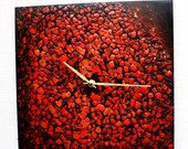 Wall Clock, Red and Black Wall Clock - Unique Wall Clock - Relief wall clock