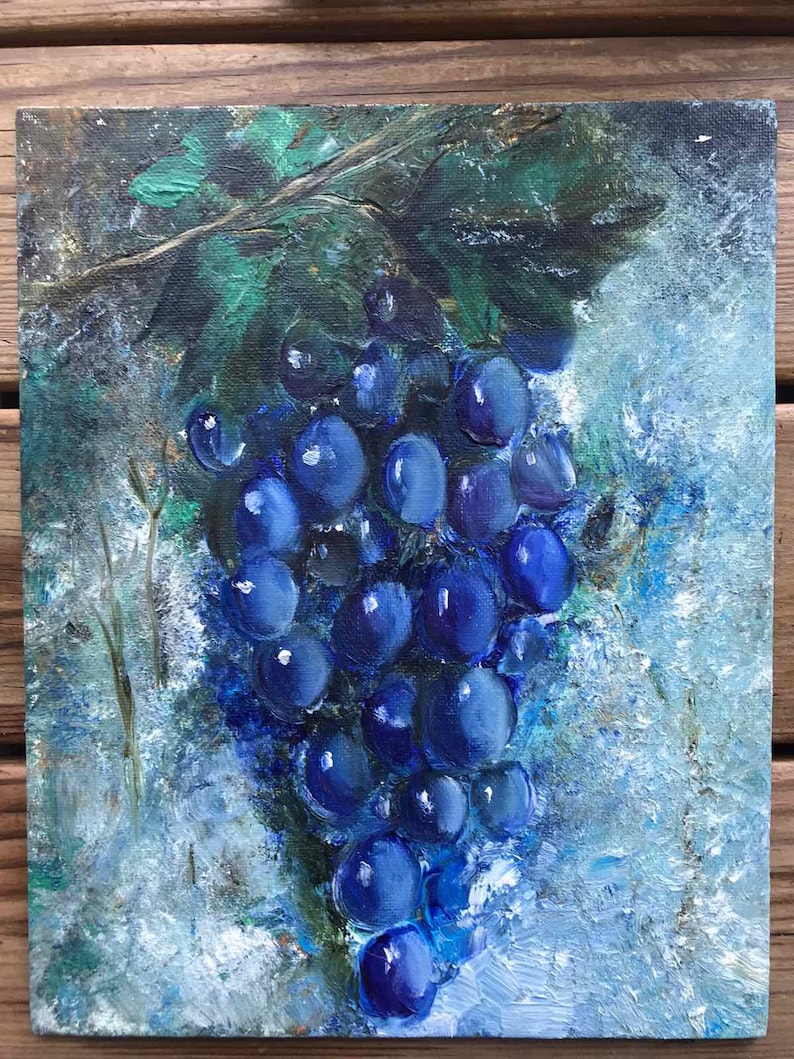 Grapes oil painting canvas panel Still life fruit oil art Etsy