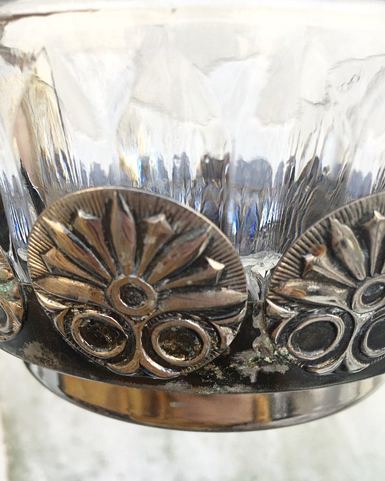 Crystal Basket Bowl Vintage USSR Vintage Soviet vase candy glass Metal Russian clear Glass Candy Bowl Candy vase dish Rare vase sweets
