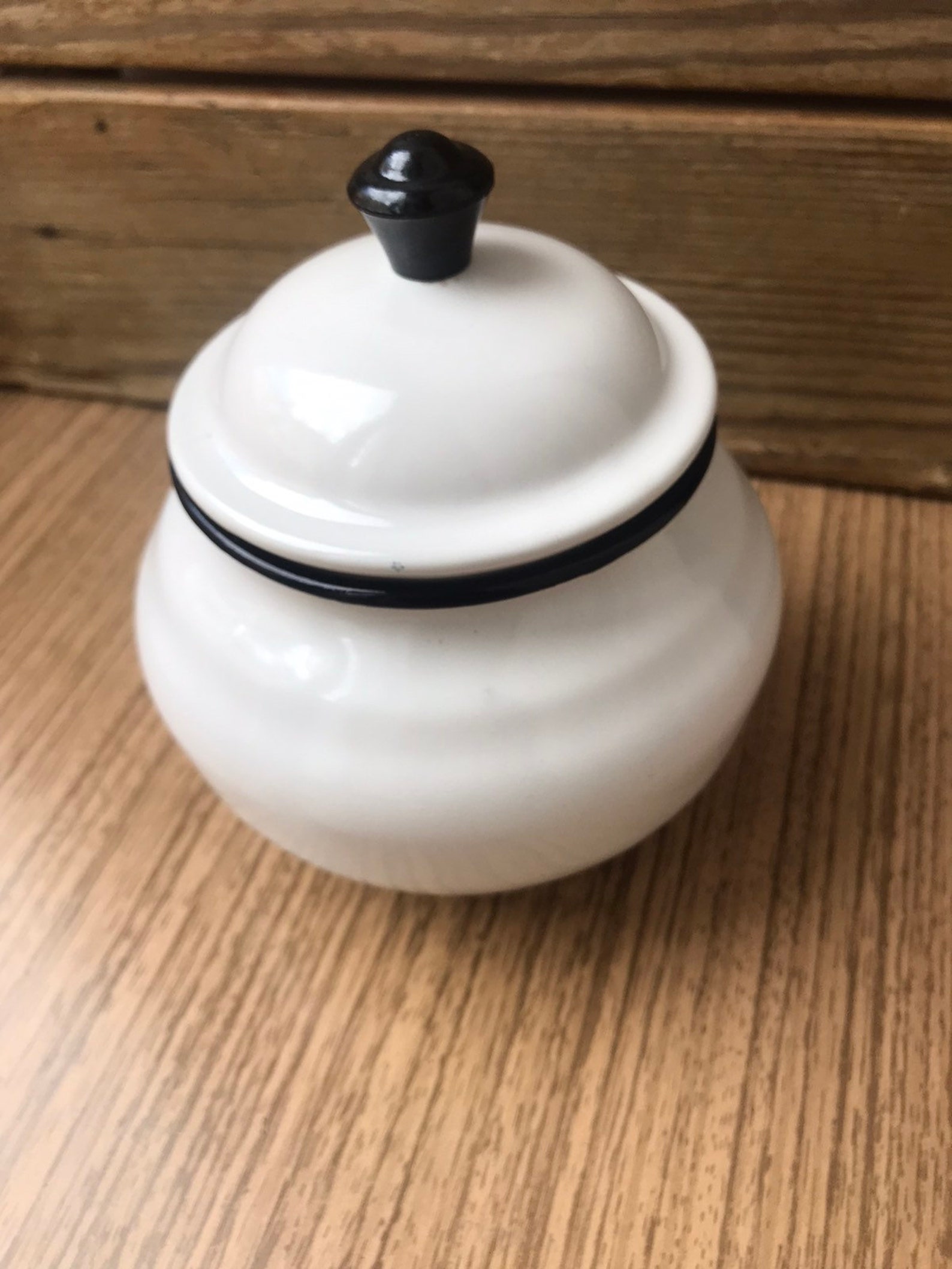 Vintage white round enamel sugar bowl with lid Soviet metal Etsy