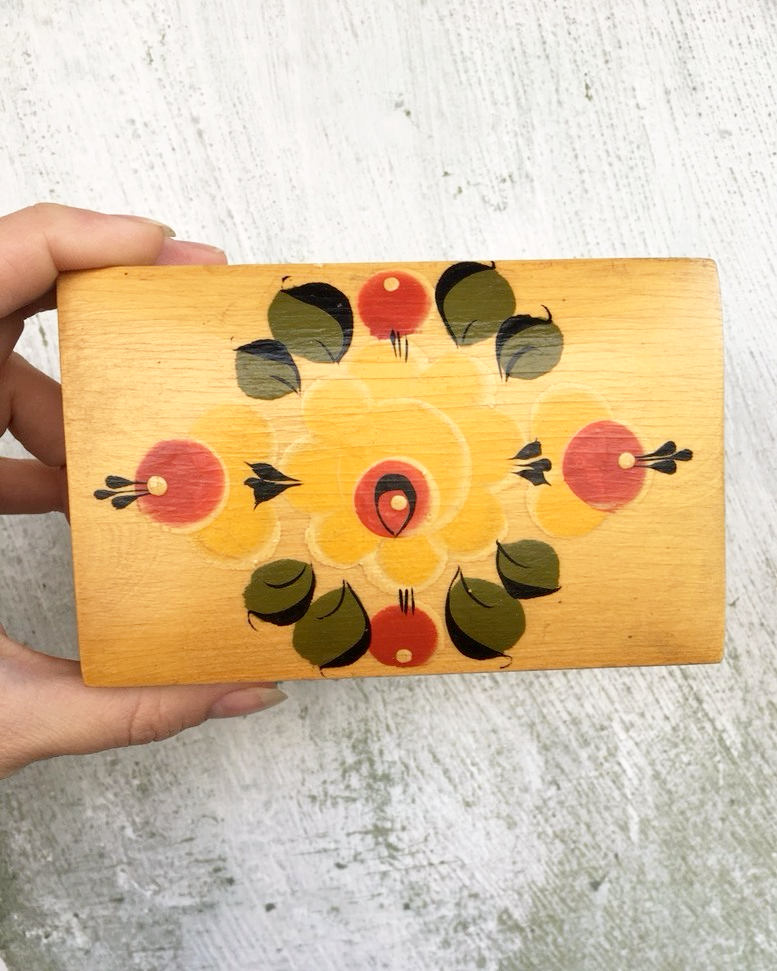 Vintage ataúd de madera pintado a mano caja soviética folk | Etsy