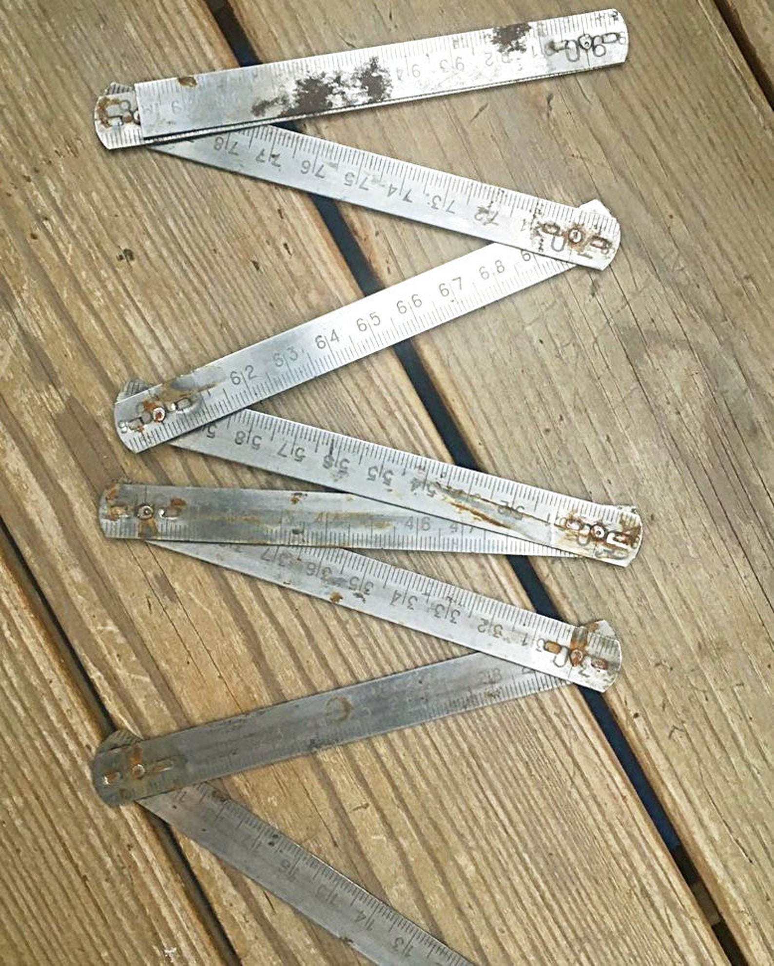 Vintage Folding Metal Meter Old metal measuring tool for a Etsy